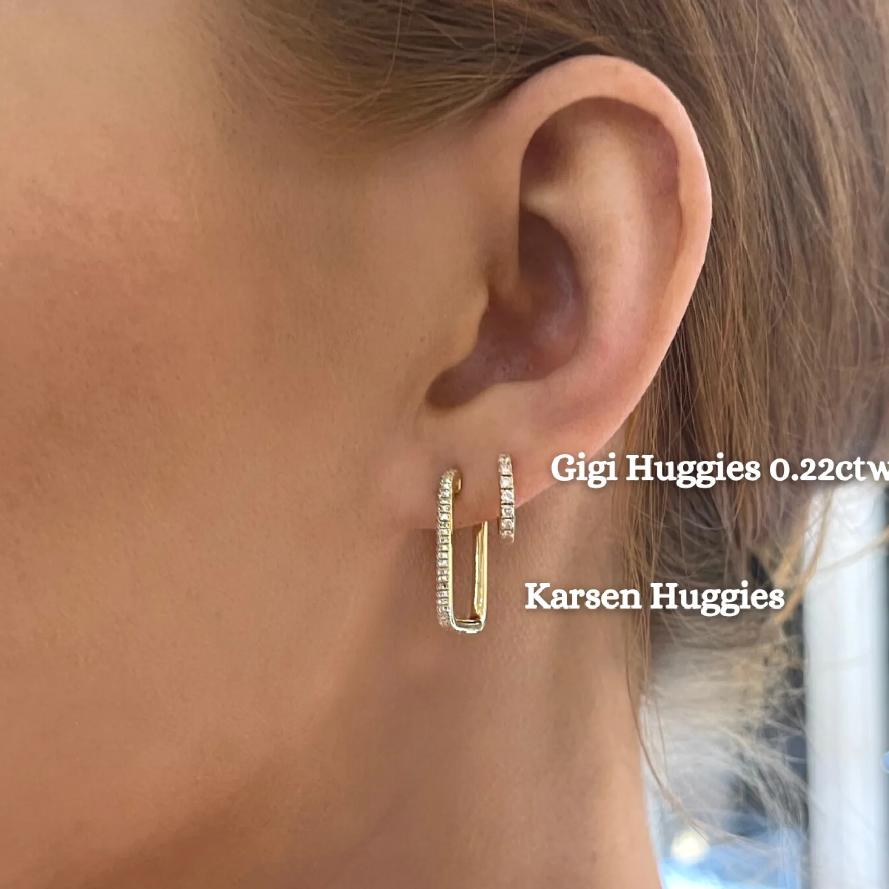 Karsen Rectangular Diamond Huggie Earrings