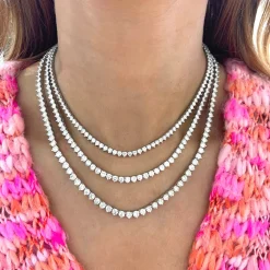 Kylan Three Prong Diamond Tennis Necklaces