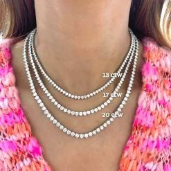 Kylan Three Prong Diamond Tennis Necklaces