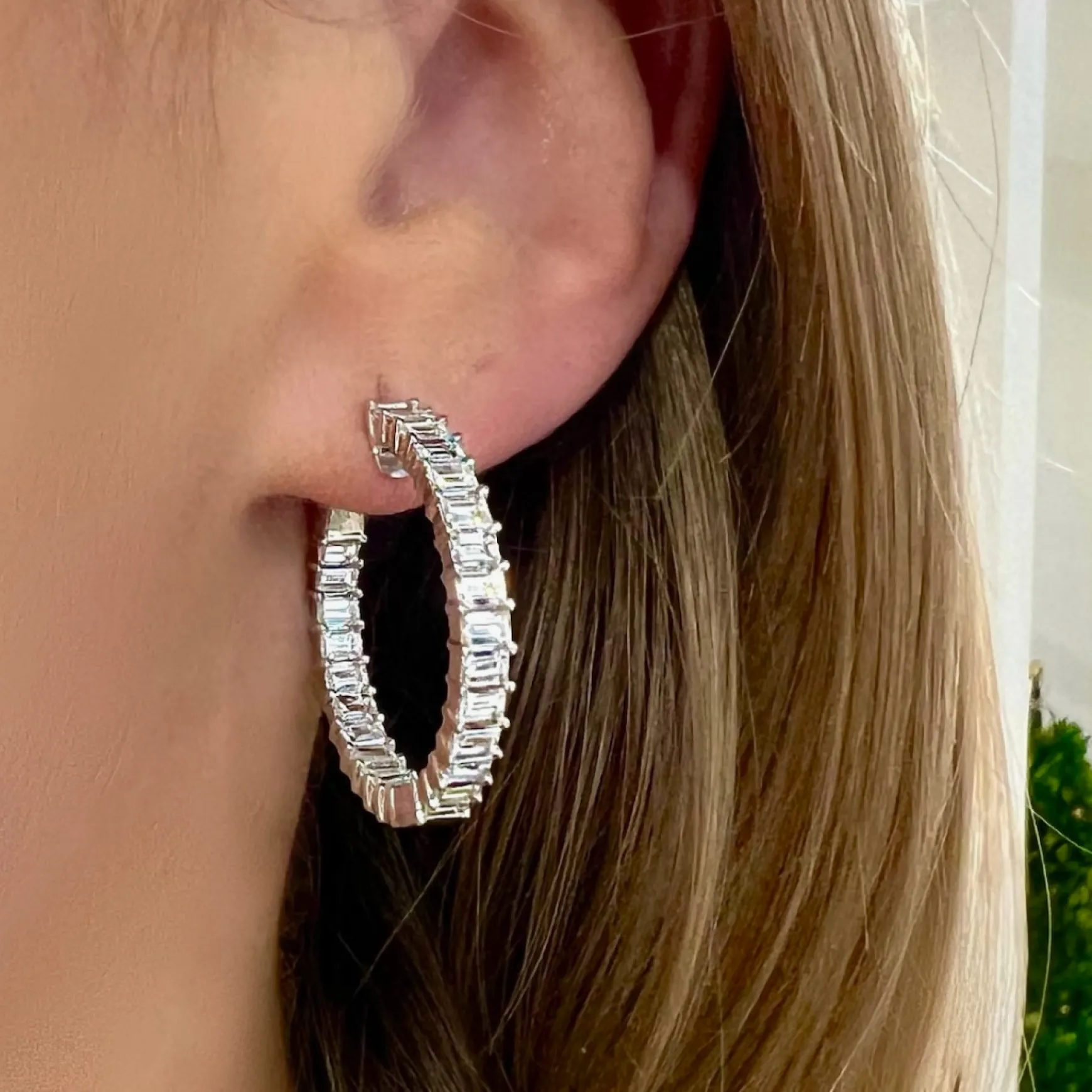 Kyle Emerald Cut Hoop Earrings 3.58 ctw