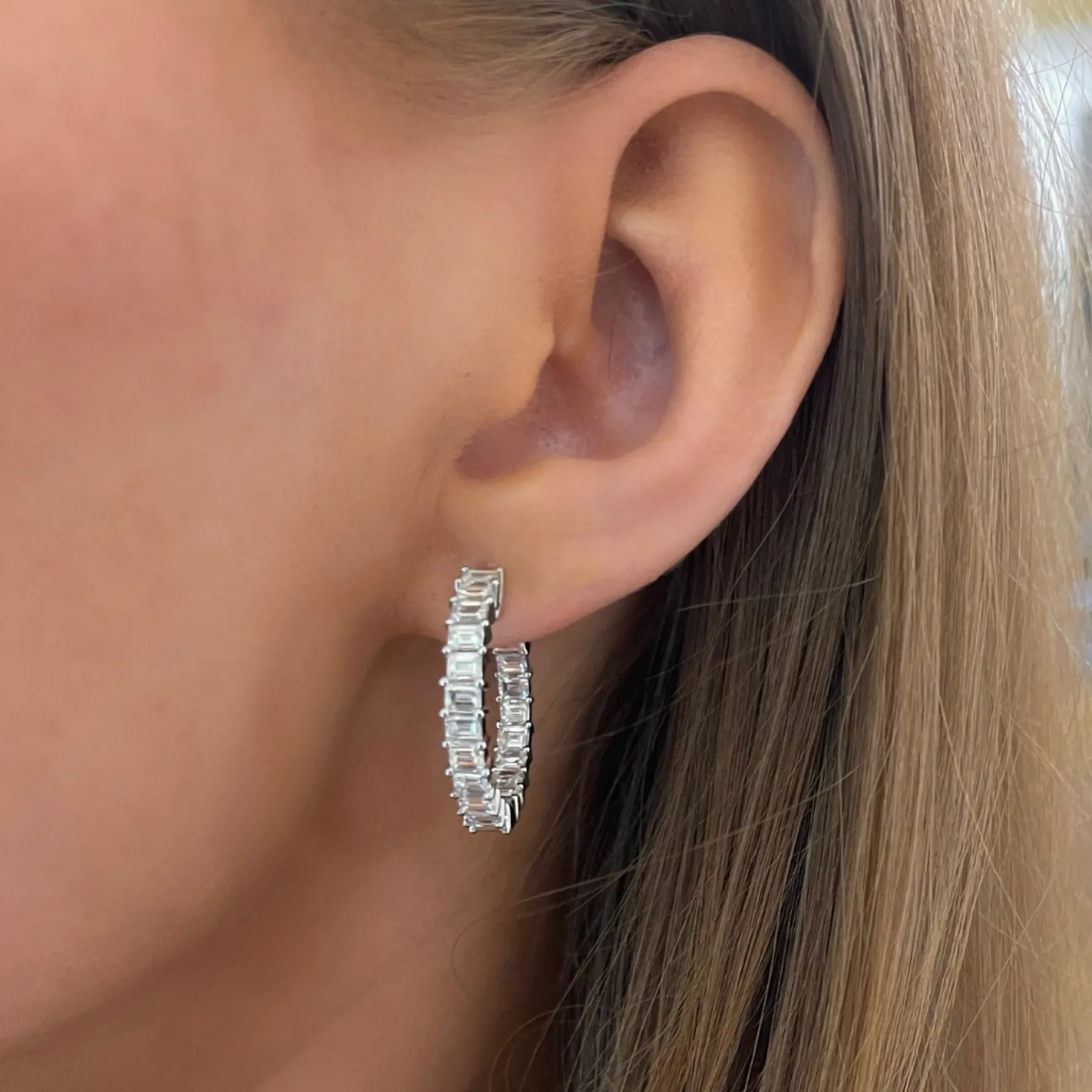Kyle Emerald Cut Hoop Earrings 3.58 ctw