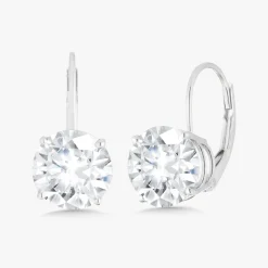 Lab Grown Four Prong Basket Diamond Lever Back Earrings (4ctw)