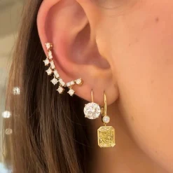 Lab Grown Four Prong Basket Diamond Lever Back Earrings (4ctw)