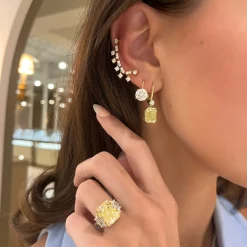 Lab Grown Four Prong Basket Diamond Lever Back Earrings (4ctw)