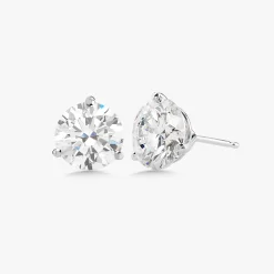 Lab Grown Three Prong Martini Diamond Stud Earrings (4ctw)
