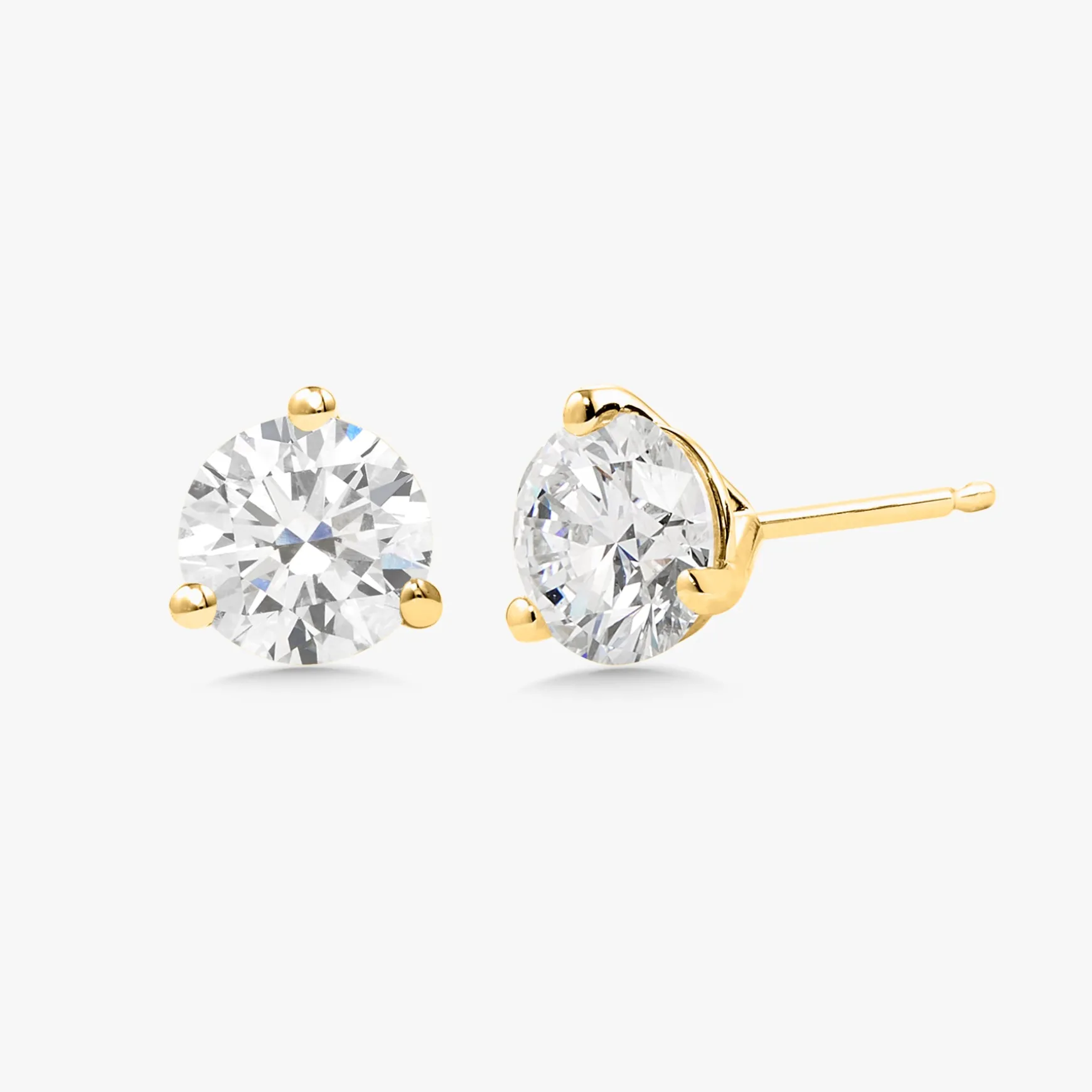 Lab Grown Three Prong Martini Diamond Stud Earrings (3 ctw)