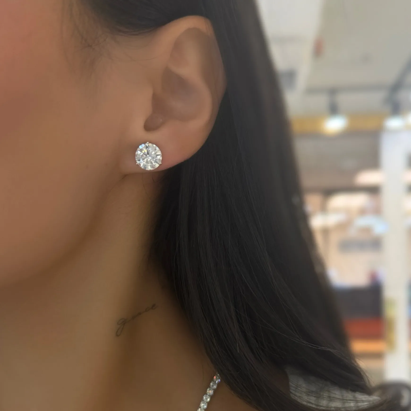 Lab Grown Three Prong Martini Diamond Stud Earrings (6 ctw) *Emily's Pick*