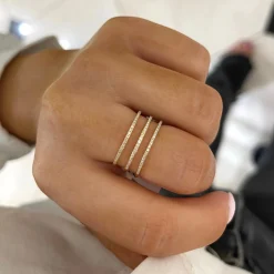 Lacy Dainty Diamond Three Row Ring