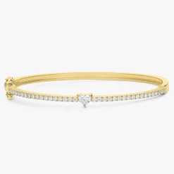 Lady Luck Diamond Heart Bangle Bracelet