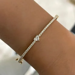 Lady Luck Diamond Heart Bangle Bracelet