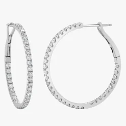 Large Demi Double Sided Diamond Hoop Earrings 1.00"