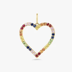 Large Rainbow Open Heart Charm