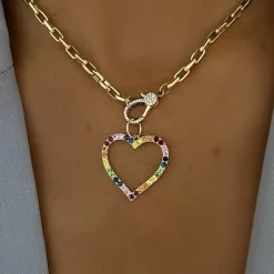 Large Rainbow Open Heart Charm