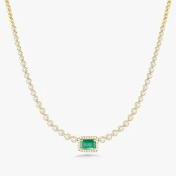 Lenny Emerald & Diamond Tennis Necklace 1.62 ctw