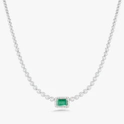 Lenny Emerald & Diamond Tennis Necklace 1.62 ctw