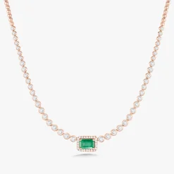 Lenny Emerald & Diamond Tennis Necklace 1.62 ctw