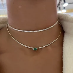 Lenny Emerald & Diamond Tennis Necklace 1.62 ctw