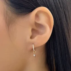Lightning Bolt Diamond Huggie Earring Charms
