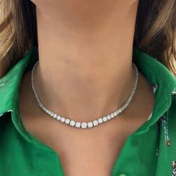 Lily Tapered Diamond Tennis Necklace 10.02 ctw