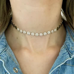 Little Drew Smiley Pave Diamond Adjustable Necklace