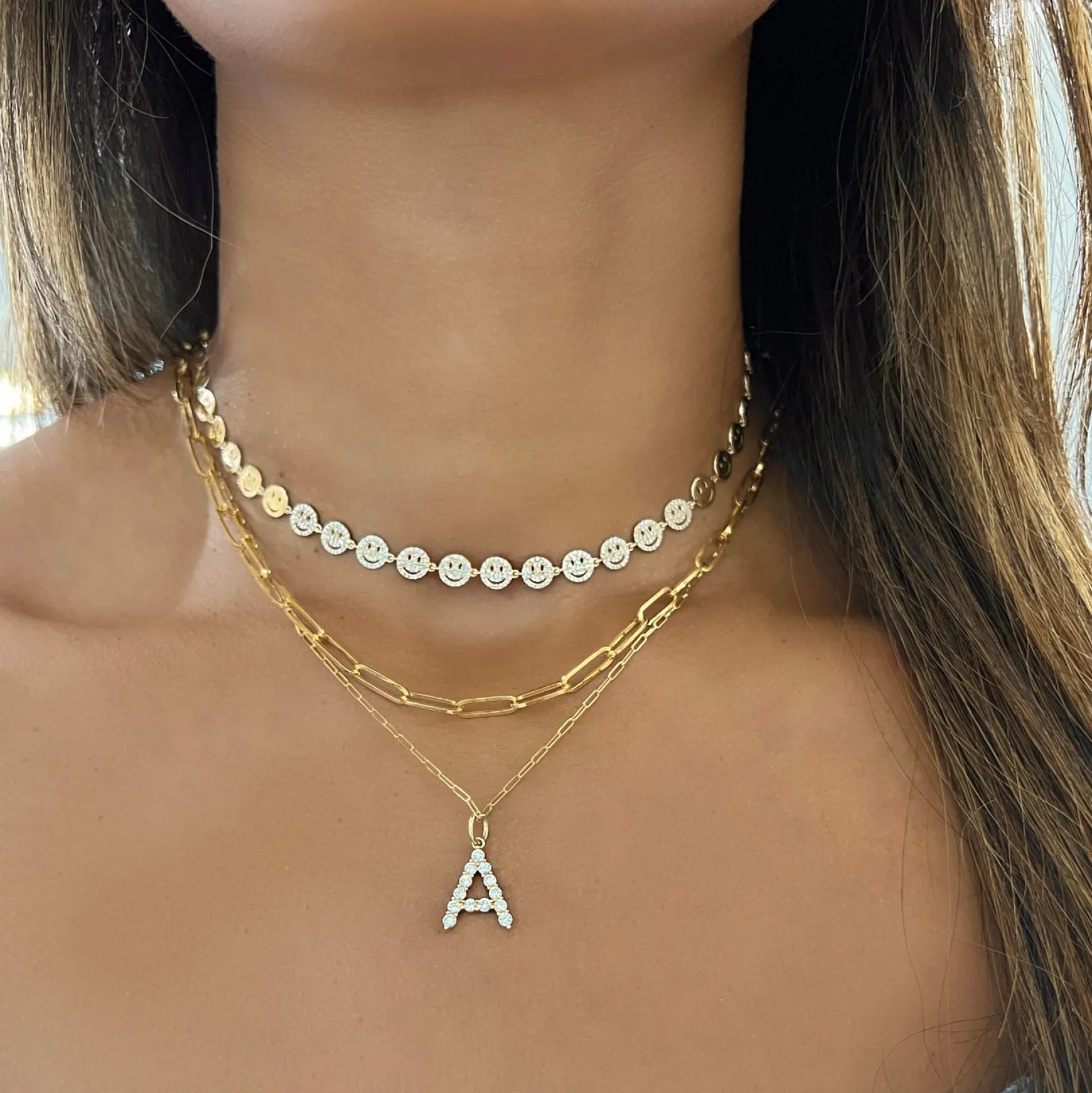 Little Drew Smiley Pave Diamond Adjustable Necklace