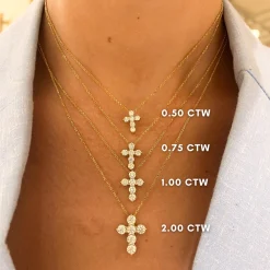 Little Georgie Two Prong Diamond Cross Necklace