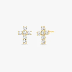 Little Grace Dainty Diamond Cross Stud Earrings