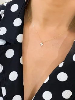 Little Grace Dainty Diamond Cross Necklace