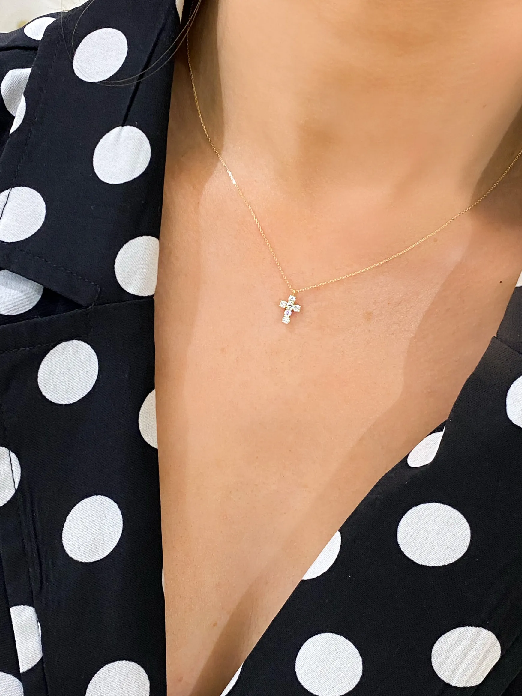 Little Grace Dainty Diamond Cross Necklace
