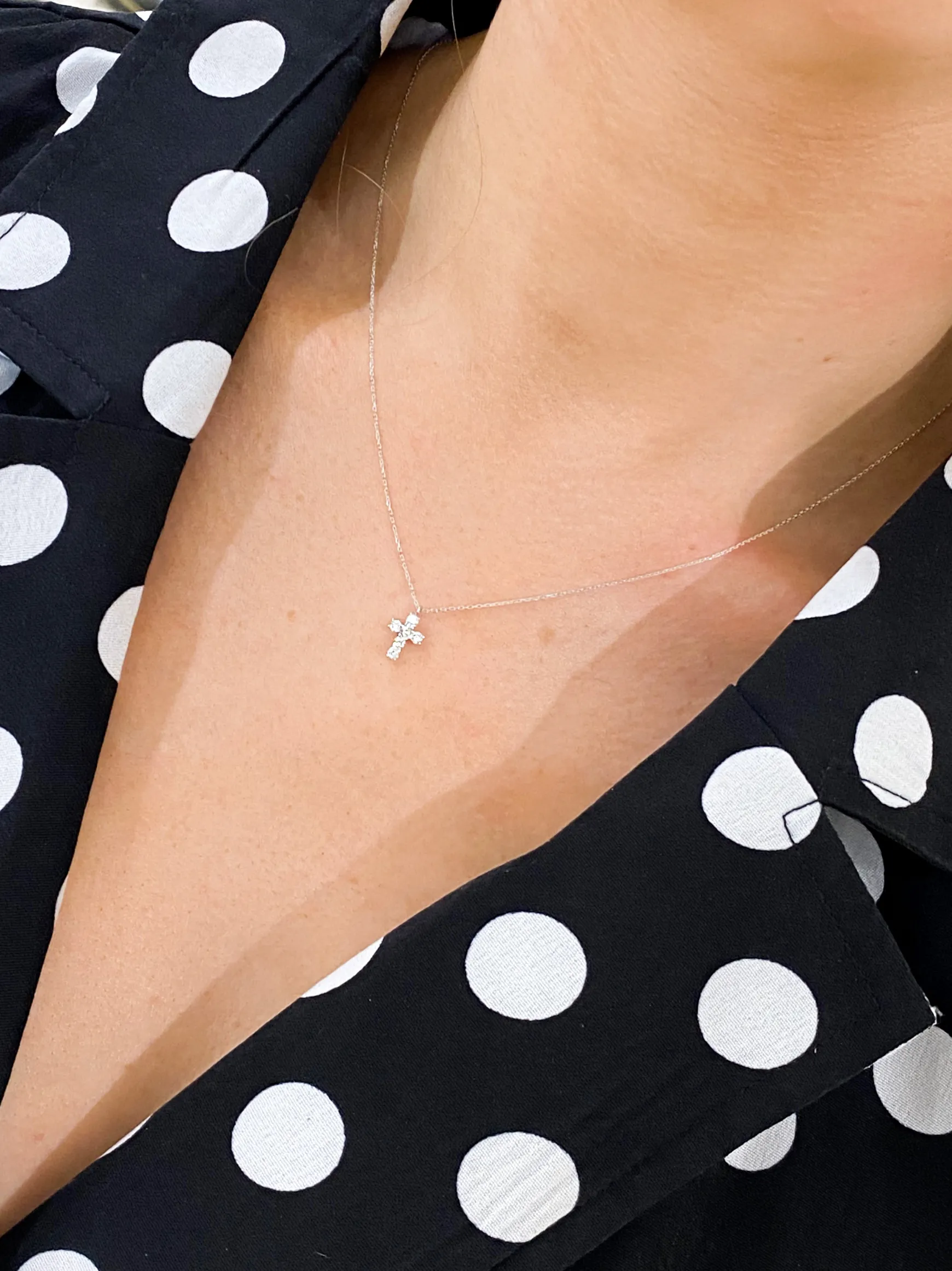 Little Grace Dainty Diamond Cross Necklace