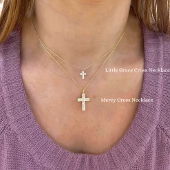 Little Grace Dainty Diamond Cross Necklace