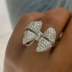 Little Martha May Pave Diamond Bow Cocktail Ring 2.13 ctw