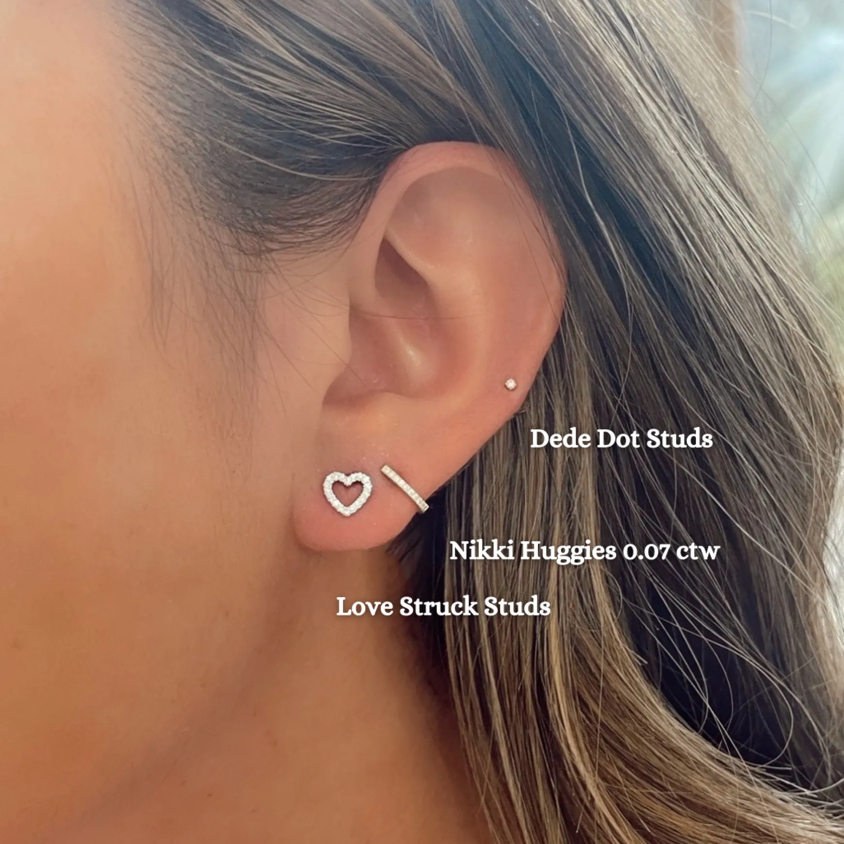 Love Struck Diamond Heart Stud Earrings