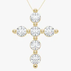 Mamas Charlie Cloud® Floating Diamond Cross Necklace 2.46 ctw