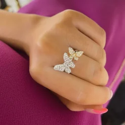 Margeurite Double Butterfly Pave Diamond Ring