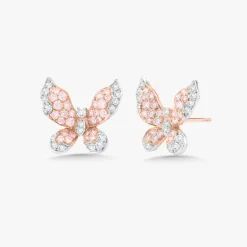 Mariposa Argyle Pink & White Diamond Platinum Butterfly Earrings