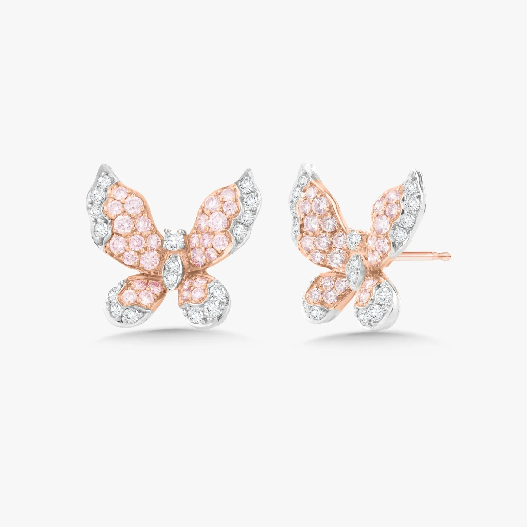 Mariposa Argyle Pink & White Diamond Platinum Butterfly Earrings