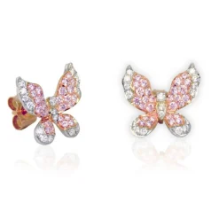 Mariposa Argyle Pink & White Diamond Platinum Butterfly Earrings