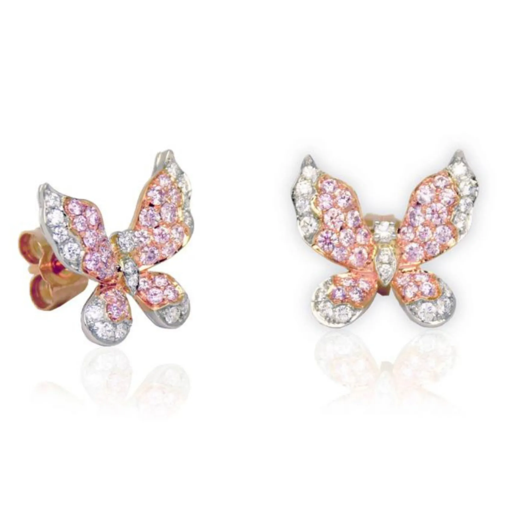 Mariposa Argyle Pink & White Diamond Platinum Butterfly Earrings