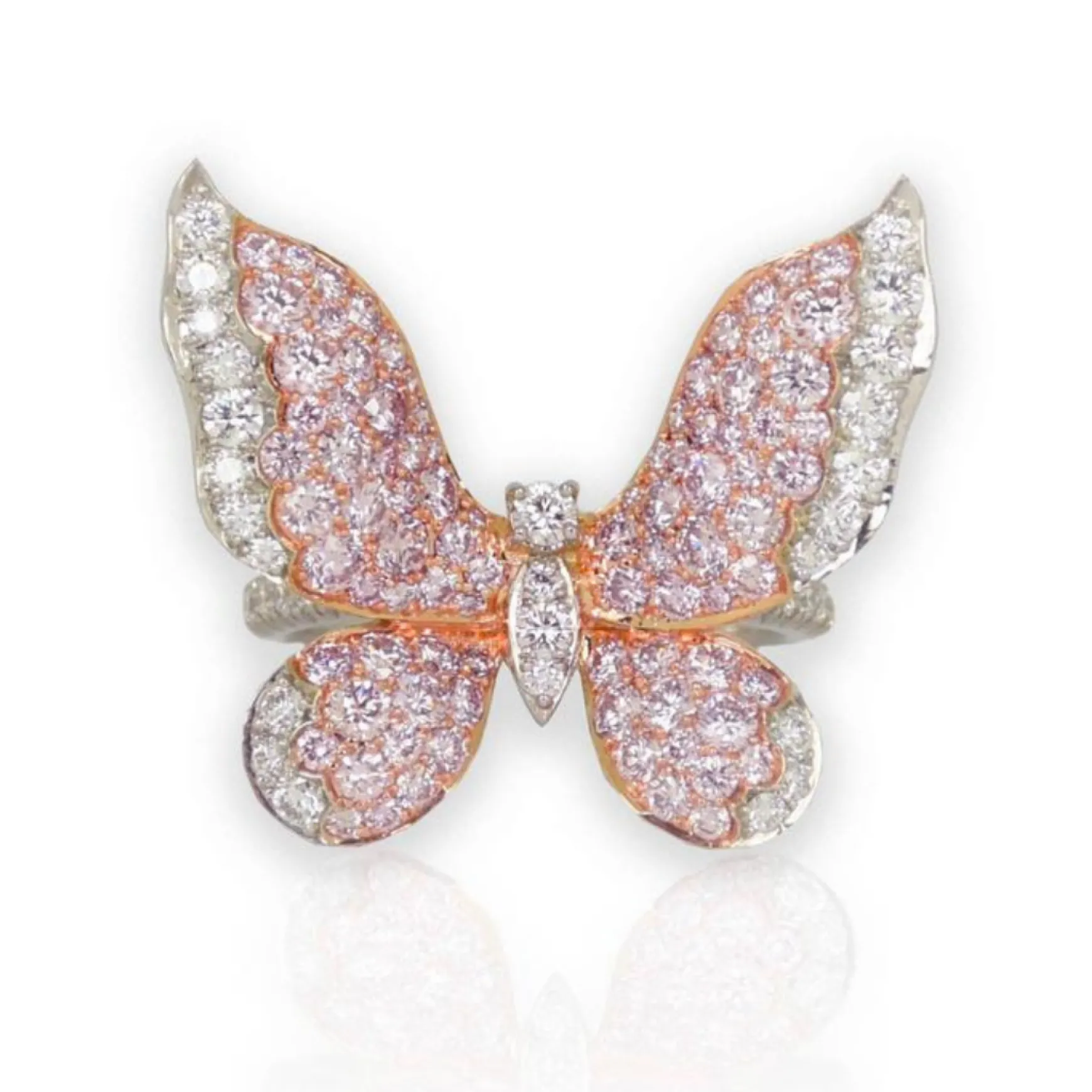 Mariposa Argyle Pink & White Diamond Platinum Butterfly Earrings