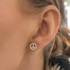 Marley Dainty Diamond Peace Sign Stud Earrings