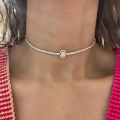 Marquise Cluster Diamond Adjustable Choker Necklace 3.19 ctw