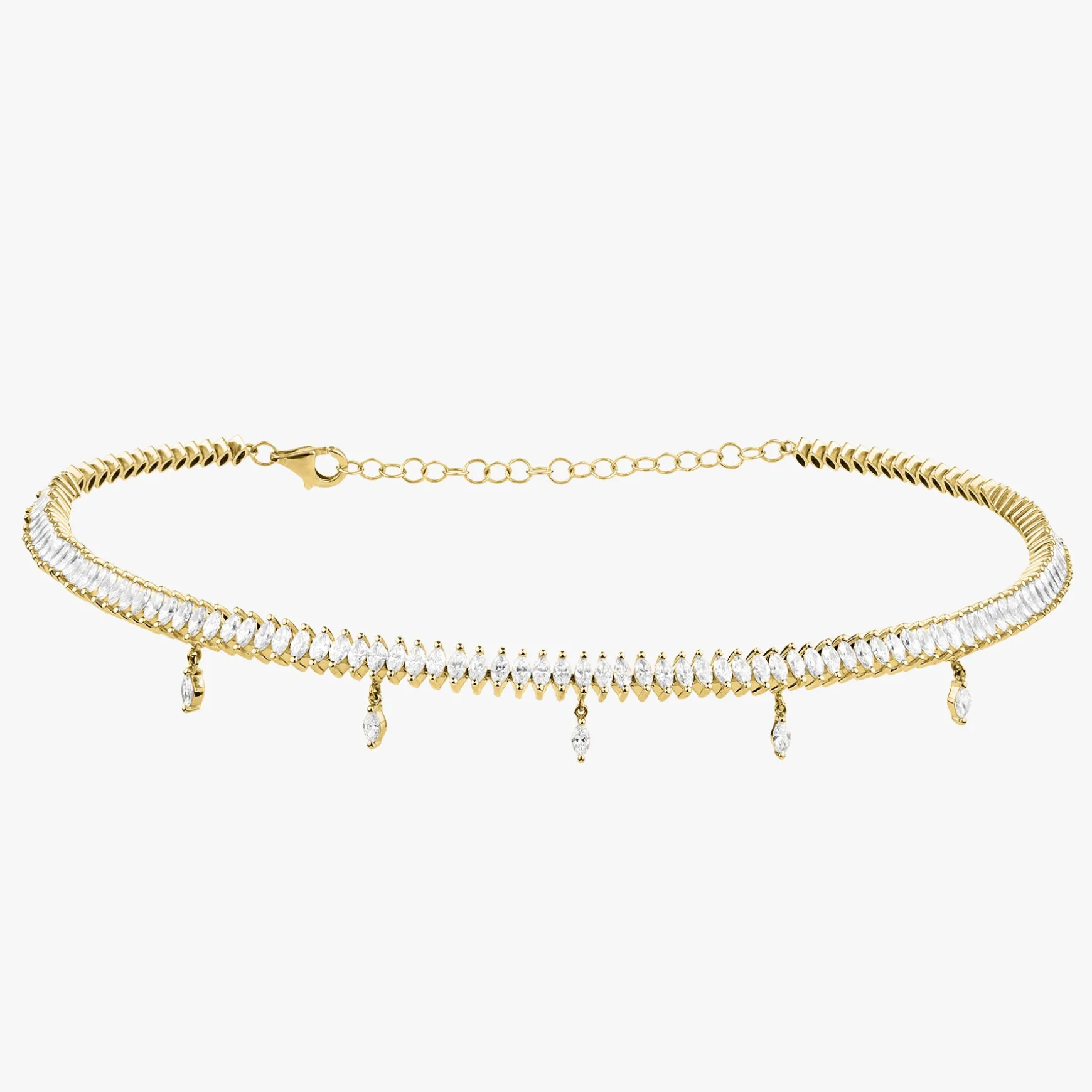 Marquise Dangle Diamond Adjustable Choker Necklace 5.67 ctw