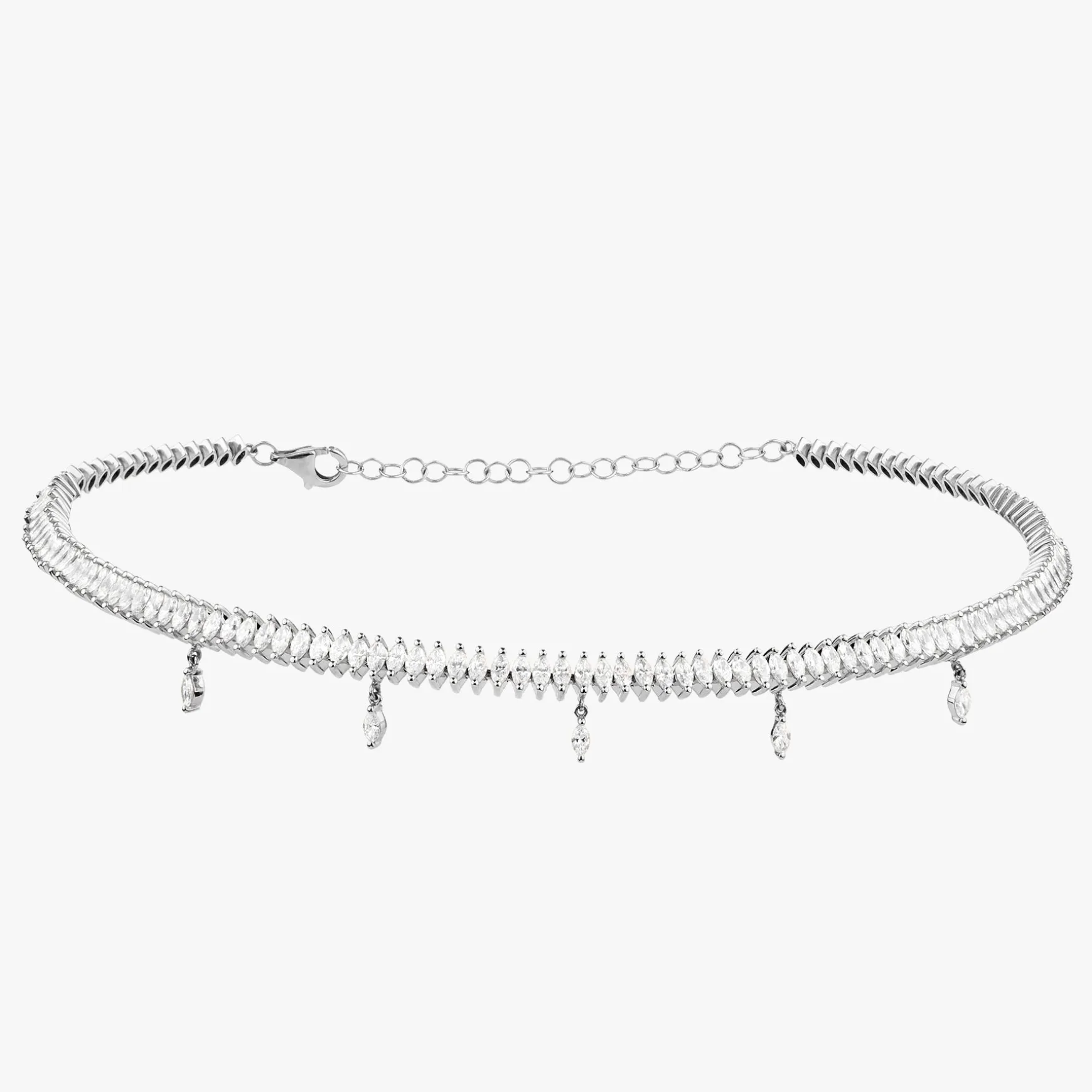 Marquise Dangle Diamond Adjustable Choker Necklace 5.67 ctw