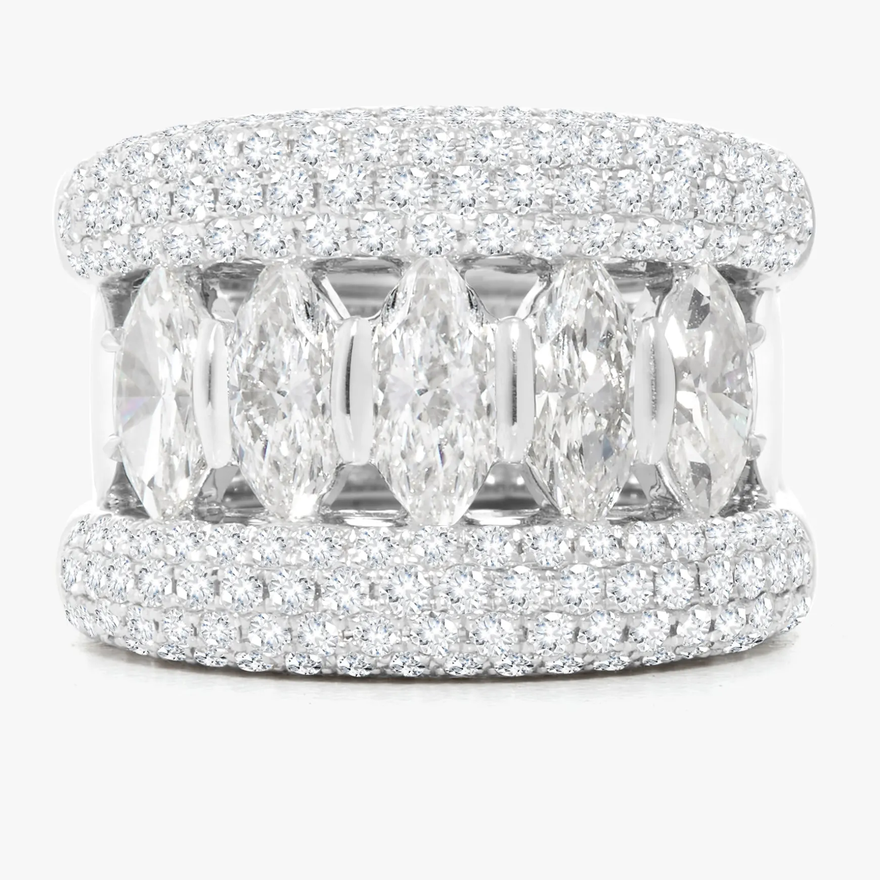 Marquise Pave Puff Diamond Ring 3.60 ctw