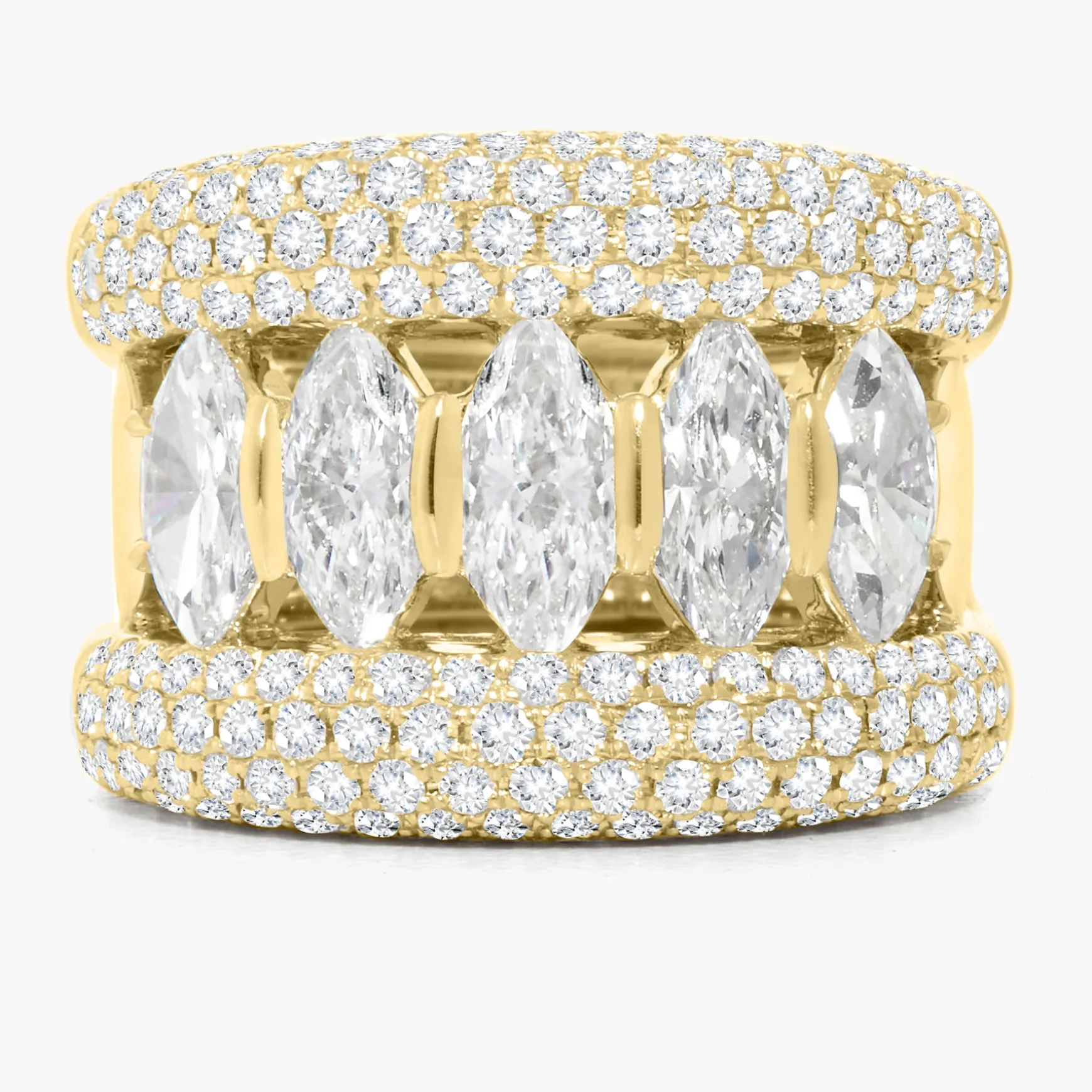 Marquise Pave Puff Diamond Ring 3.60 ctw
