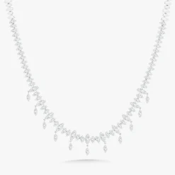 Marren Marquise Scalloped Illusion Dangle Diamond Necklace 4.70 ctw