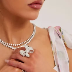 Martha May Pave Diamond Bow Cocktail Ring 5 ctw