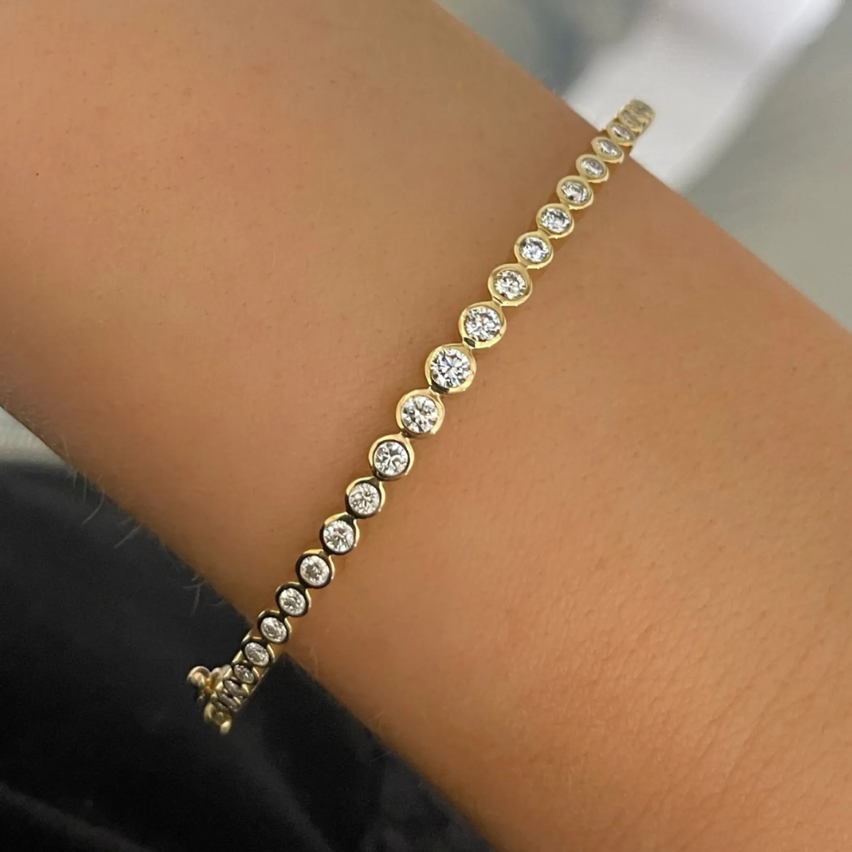 Milly Graduated Bezel Diamond Bangle Bracelet