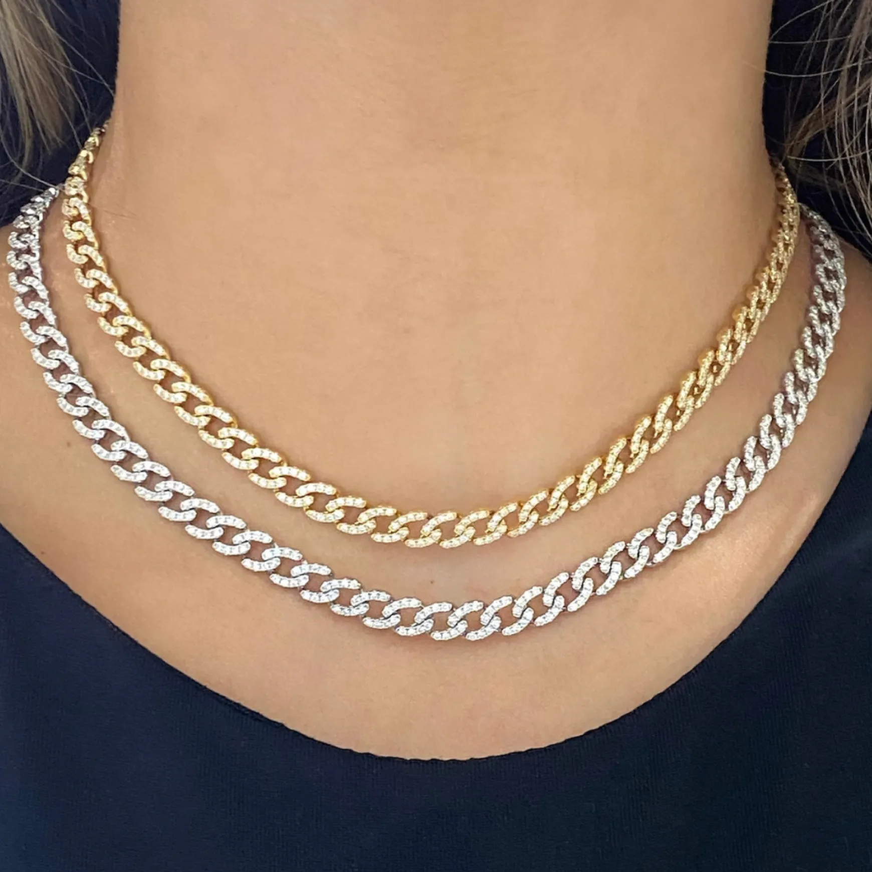 Mini Gia Curb Link Pave Diamond Necklace 4.50 ctw